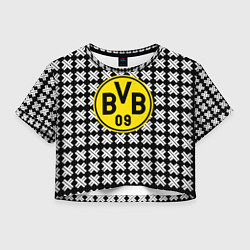 Футболка 3D укороченная женская Borussia pattern geometry, цвет: 3D-принт