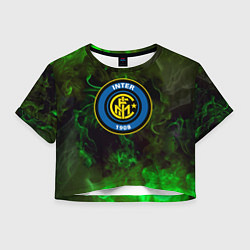 Футболка 3D укороченная женская Интер кислотный огонь, цвет: 3D-принт