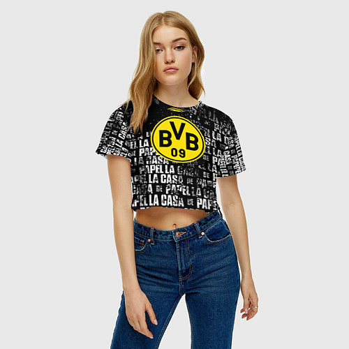 Женский топ Borussia мафия текстура надписи / 3D-принт – фото 3