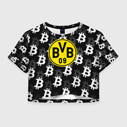 Футболка 3D укороченная женская Borussia биткоин паттерн, цвет: 3D-принт
