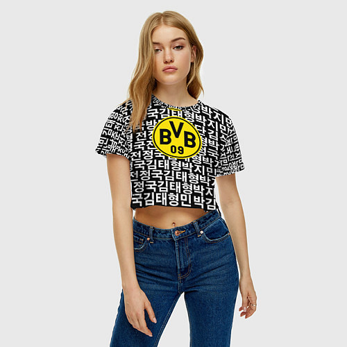 Женский топ Borussia японские символы паттерн / 3D-принт – фото 3