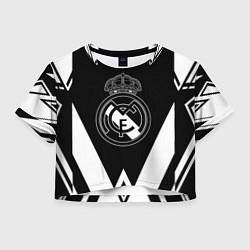 Футболка 3D укороченная женская Real Madrid геометрия спорт, цвет: 3D-принт