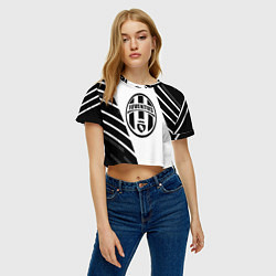 Футболка 3D укороченная женская Ювентус полосы геометрия, цвет: 3D-принт — фото 2