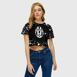 Футболка 3D укороченная женская Ювентус белые краски всплеск, цвет: 3D-принт — фото 2