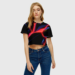 Футболка 3D укороченная женская Neon red, цвет: 3D-принт — фото 2