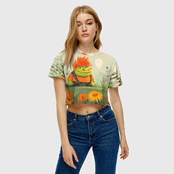 Футболка 3D укороченная женская Маленький Шрек с рыжими волосами, цвет: 3D-принт — фото 2