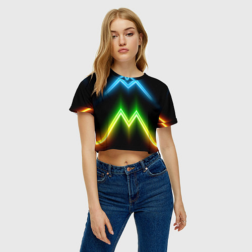 Женский топ Neon multicolored lines / 3D-принт – фото 3