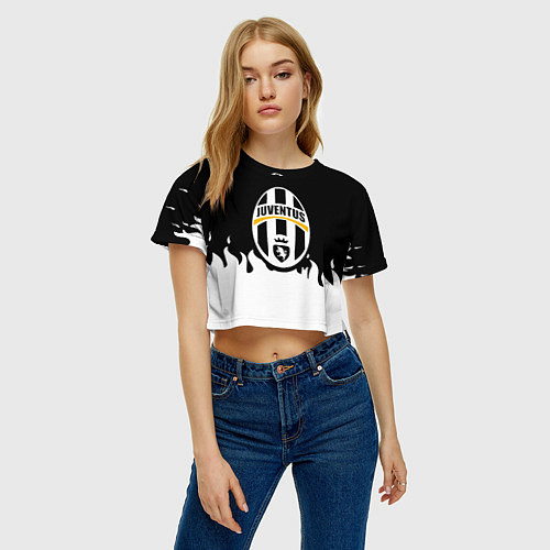 Женский топ Juventus белый огонь / 3D-принт – фото 3