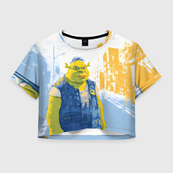 Футболка 3D укороченная женская Шрек в стиле рисунка, цвет: 3D-принт