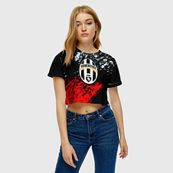 Футболка 3D укороченная женская Juventus краски штрихи текстура, цвет: 3D-принт — фото 2