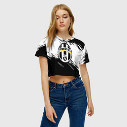 Футболка 3D укороченная женская Ювентус полосы краски текстура, цвет: 3D-принт — фото 2