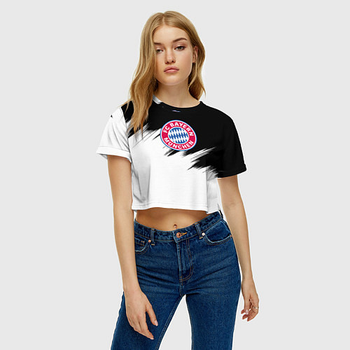 Женский топ Бавария Мюнхен черно белые штрихи / 3D-принт – фото 3