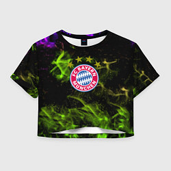 Футболка 3D укороченная женская Бавария Мюнхен огонь, цвет: 3D-принт