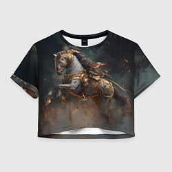 Футболка 3D укороченная женская Лошадь в золотых подвесках, цвет: 3D-принт