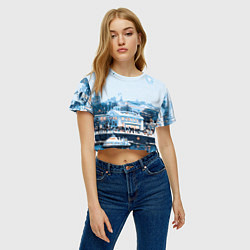 Футболка 3D укороченная женская Иллюстрация Московский новый год, цвет: 3D-принт — фото 2