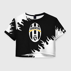 Футболка 3D укороченная женская Juventus белый огонь текстура, цвет: 3D-принт