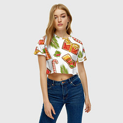 Футболка 3D укороченная женская Рождественский вайб, цвет: 3D-принт — фото 2
