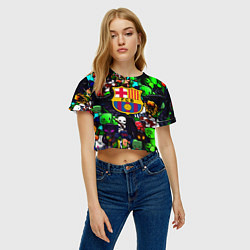 Футболка 3D укороченная женская Minecraft x barcelona fc, цвет: 3D-принт — фото 2