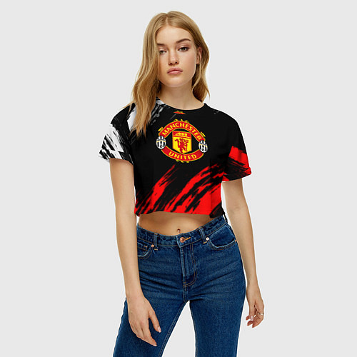 Женский топ Манчестер Юнайтед x Ювентус краски / 3D-принт – фото 3