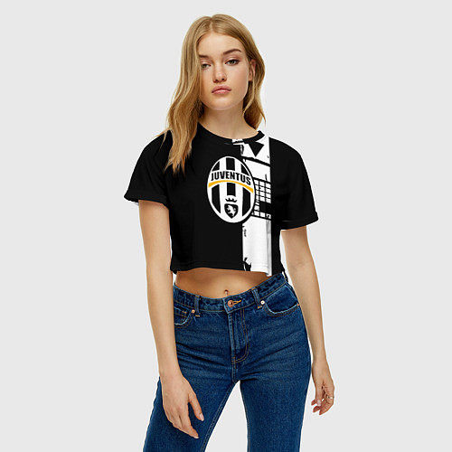 Женский топ Ювентус геометрия белая / 3D-принт – фото 3