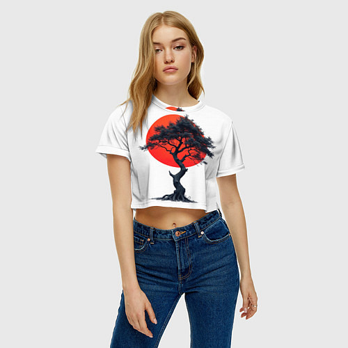 Женский топ Японское дерево и солнце / 3D-принт – фото 3