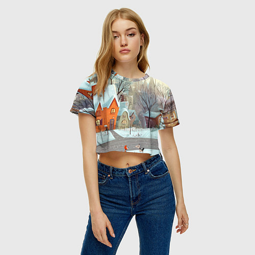 Женский топ Милый новогодний дворик / 3D-принт – фото 3