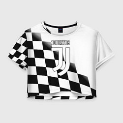 Футболка 3D укороченная женская Ювентус клетка краски, цвет: 3D-принт