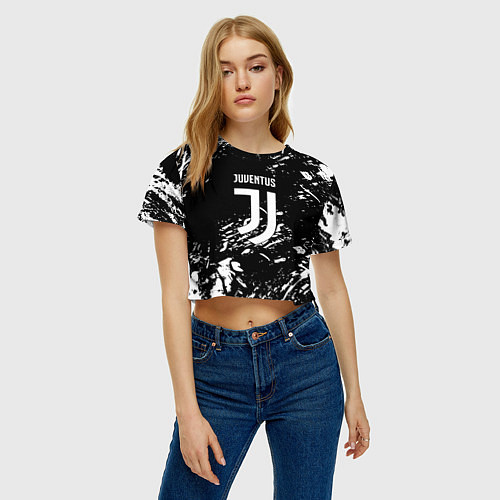 Женский топ Juventus белые штрихи красок / 3D-принт – фото 3