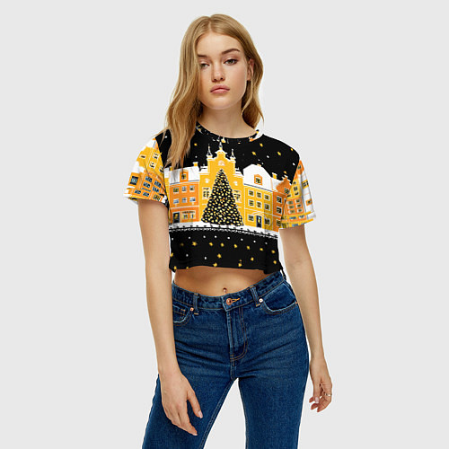 Женский топ Новогодняя ночь в городе / 3D-принт – фото 3