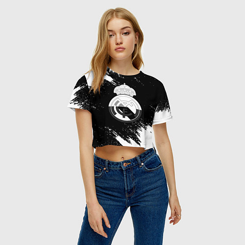 Женский топ Реал Мадрид черно белые краски / 3D-принт – фото 3