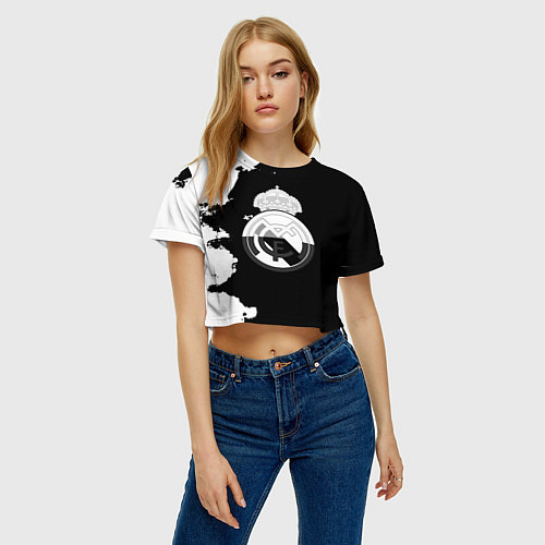 Женский топ Реал Мадрид черно белые краски / 3D-принт – фото 3