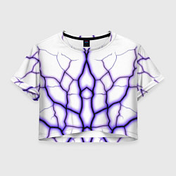 Футболка 3D укороченная женская Color white purple, цвет: 3D-принт