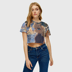 Футболка 3D укороченная женская Новогодняя анимешная лошадка, цвет: 3D-принт — фото 2