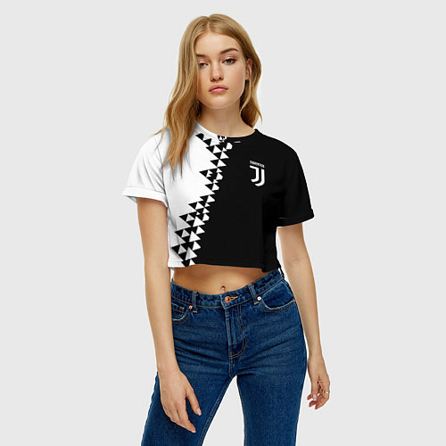 Женский топ Juventus черно белая геометрия текстура / 3D-принт – фото 3