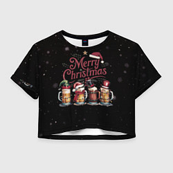 Женский топ Кружки пива в новогодних шапках