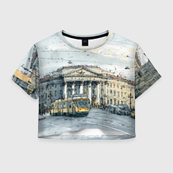 Футболка 3D укороченная женская Зимняя улица Санкт-Петербурга, цвет: 3D-принт