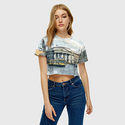 Футболка 3D укороченная женская Зимняя улица Санкт-Петербурга, цвет: 3D-принт — фото 2