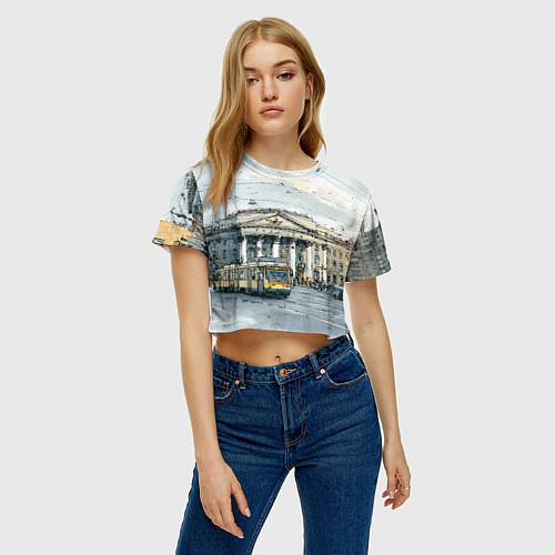 Женский топ Зимняя улица Санкт-Петербурга / 3D-принт – фото 3