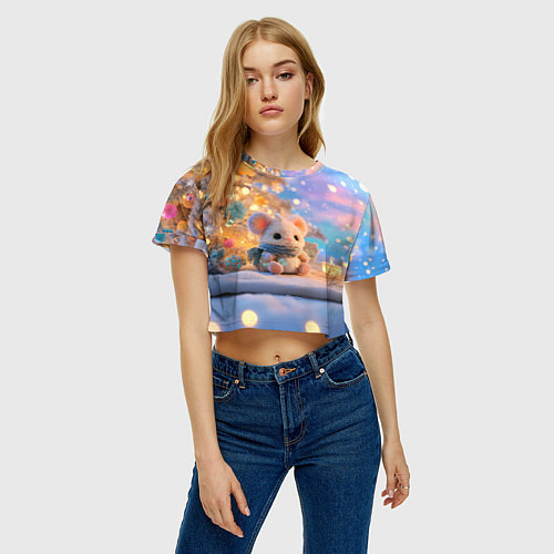 Женский топ Новогодняя милая мышка / 3D-принт – фото 3