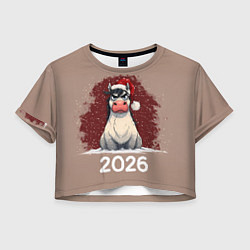 Футболка 3D укороченная женская Сердитая лошадка 2026, цвет: 3D-принт