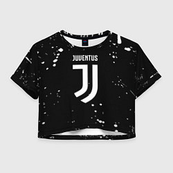 Футболка 3D укороченная женская Ювентус белые брызги красок, цвет: 3D-принт