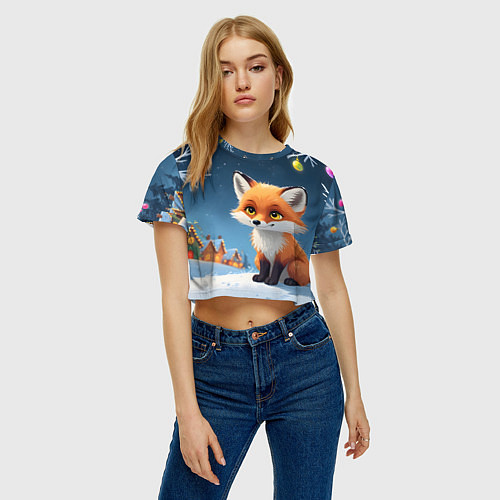 Женский топ Лисичка новогодней ночью / 3D-принт – фото 3
