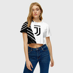 Футболка 3D укороченная женская Ювентус полосы геометрия текстура, цвет: 3D-принт — фото 2
