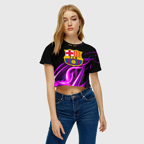 Женский топ Барселона неоновый огонь текстура / 3D-принт – фото 3