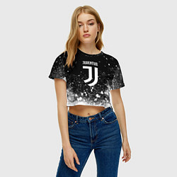 Футболка 3D укороченная женская Ювентус всплеск белых красок, цвет: 3D-принт — фото 2