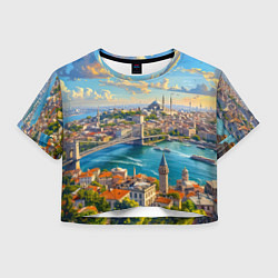 Футболка 3D укороченная женская Сплетение эпох над Босфором, цвет: 3D-принт