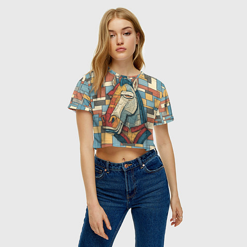 Женский топ Конь и квадраты / 3D-принт – фото 3