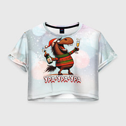 Футболка 3D укороченная женская Праздничный драйв, цвет: 3D-принт