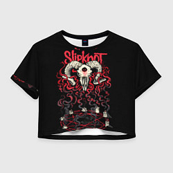 Футболка 3D укороченная женская Slipknot, цвет: 3D-принт