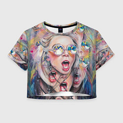 Футболка 3D укороченная женская Девушка, цвет: 3D-принт